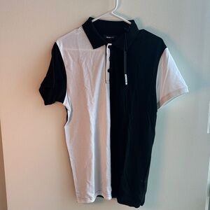 Fashion Nova Black and White Split Polo Shirt